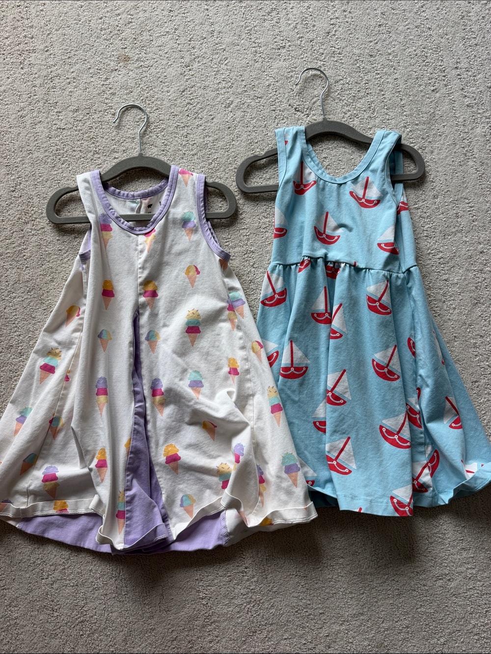 Monica & Andy set of 2 girls summer tank sleeveless dresses ice cream sailboats